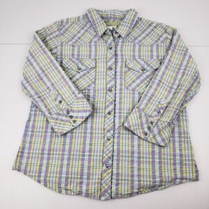 The Territory‎ Ahead Plaid Textured Blouse Women's Medium Multicolor 3/4 Sleeve